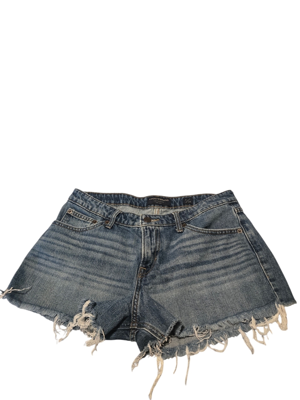 Lucky Brand The Cut Off Denim Shorts Women's 6/28 Frayed Raw Hem Medium Wash
